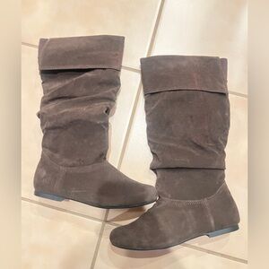 Brown Suede Knee-High Boots